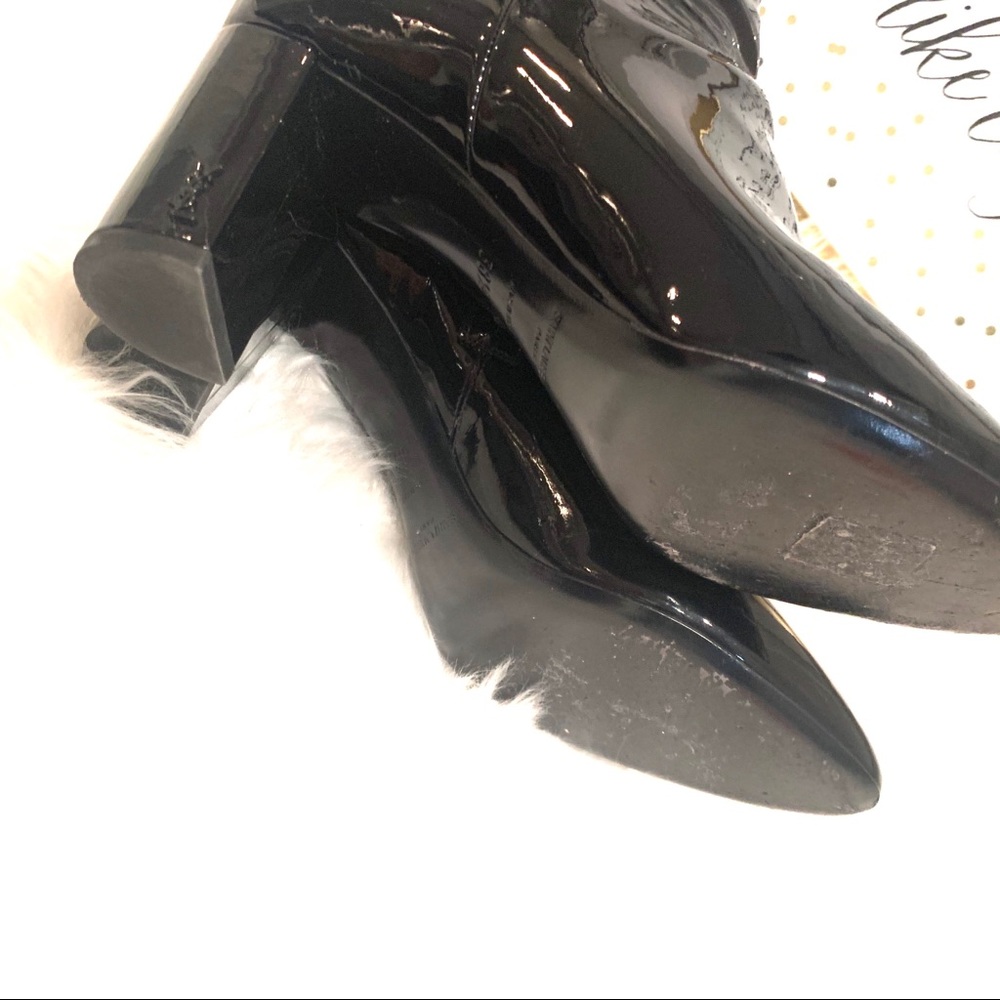 💯YSL Saint Laurent Black Patent Leather Lou Boots - Picture 6 of 8